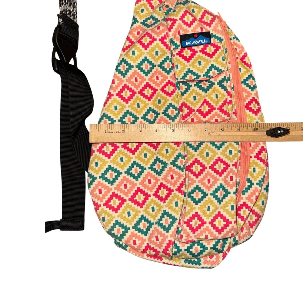 KAVU Rope Bag Sling Backpack OS Multicolor Geometric Diamond - Picture 3 of 6